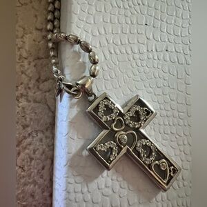 Authentic Pandora Sterling silver 40” chain & Cross pendant also SS not Pandora